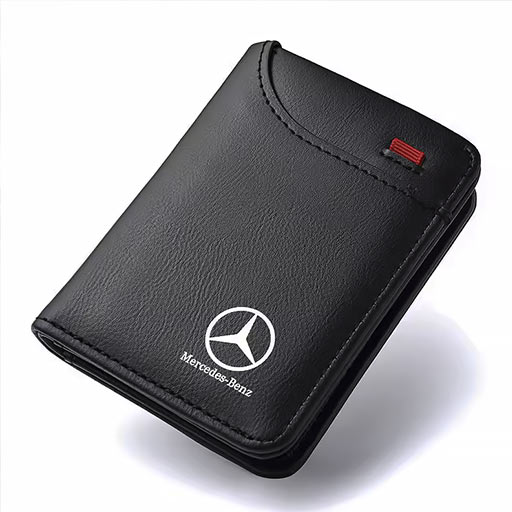 men leather wallet with mercedes logo